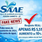 SAAE DESMENTE FAKE NEWS SOBRE SUPOSTO AUMENTO DE 292% NA CONTA DE ÁGUA